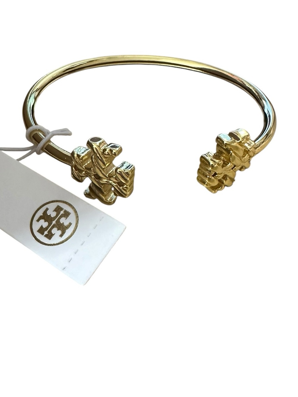 Tory Burch Gold Logo Open Cuff Bracelet